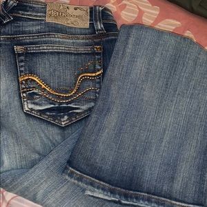 DOLLHOUSE JEANS SIZE 7 DENIM JEANS WITH BROWNSTONE great fit 🦋🦋🦋🦋🦋🦋 free gift
